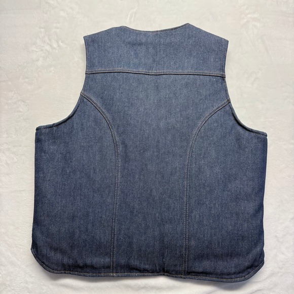 Vintage 70s Wrangler Sherpa Lined Denim Vest Mens XL Blue Jean‎ Puffer Style - Picture 7 of 7